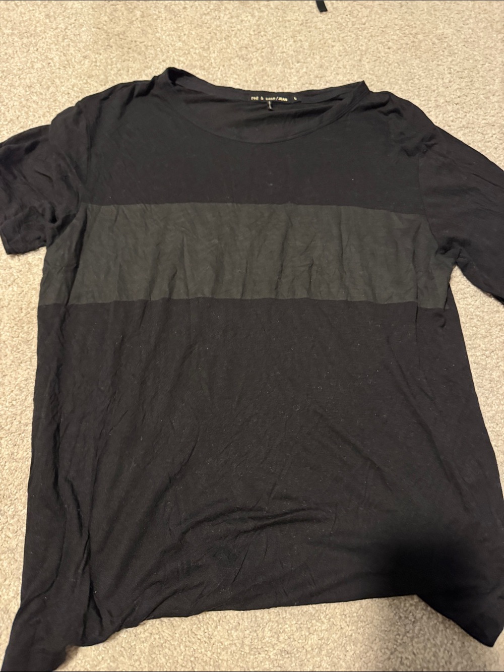 rag & bone Women's Black Short-Sleeve Tee with Tonal Chest Band